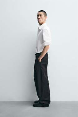 ZARA ДЖИНСОВЫЕ БРЮКИ ЧИНОС СО СКЛАДКАМИ, ИНДИГО