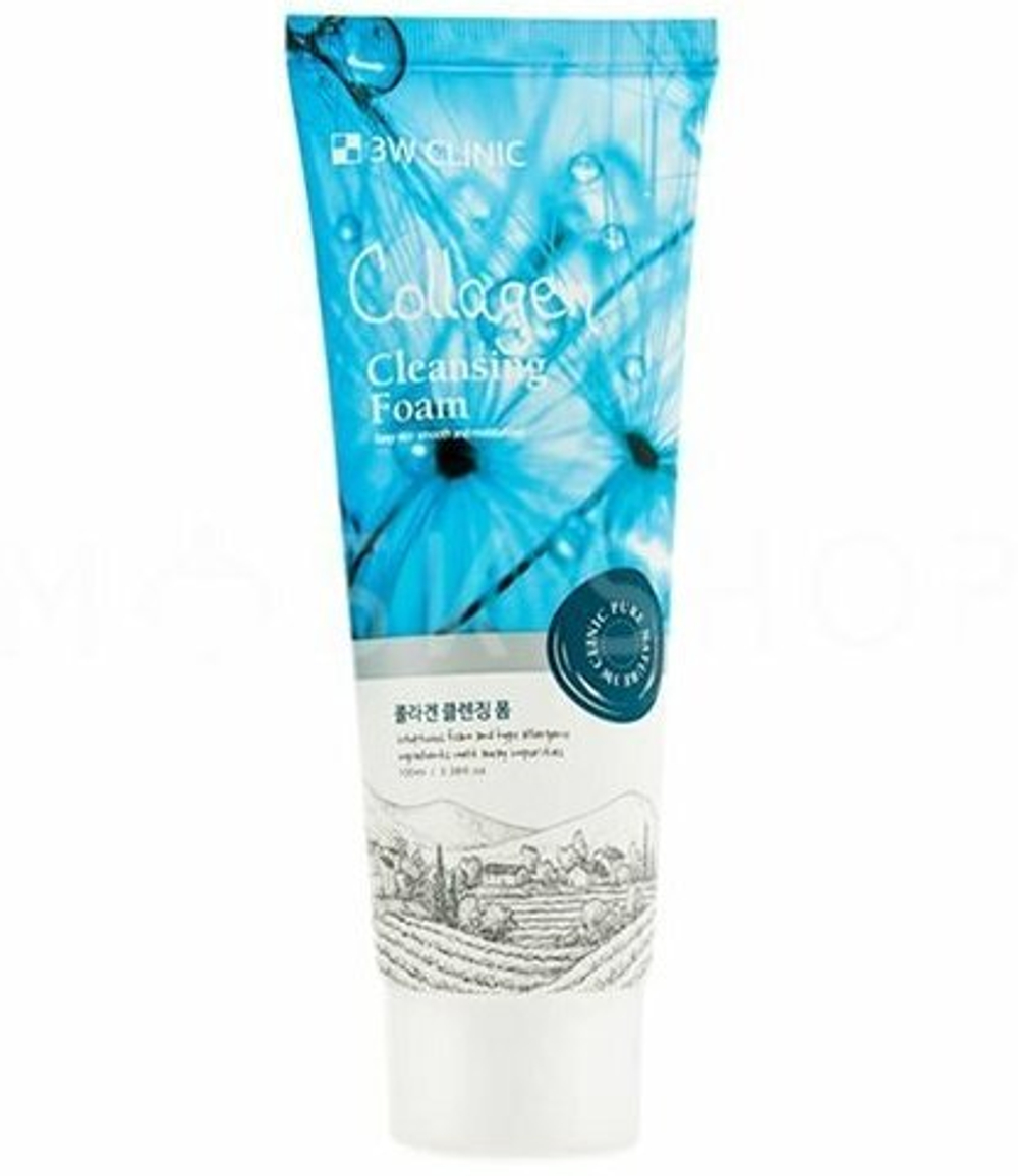 3W Clinic пенка для умывания Collagen Cleansing Foam, 100 мл