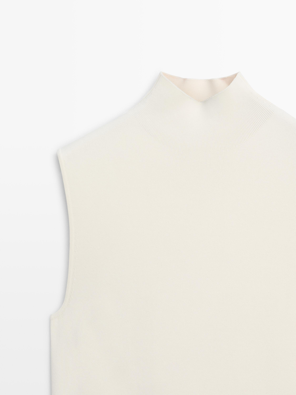 Massimo Dutti Вязаное платье миди, кремовый