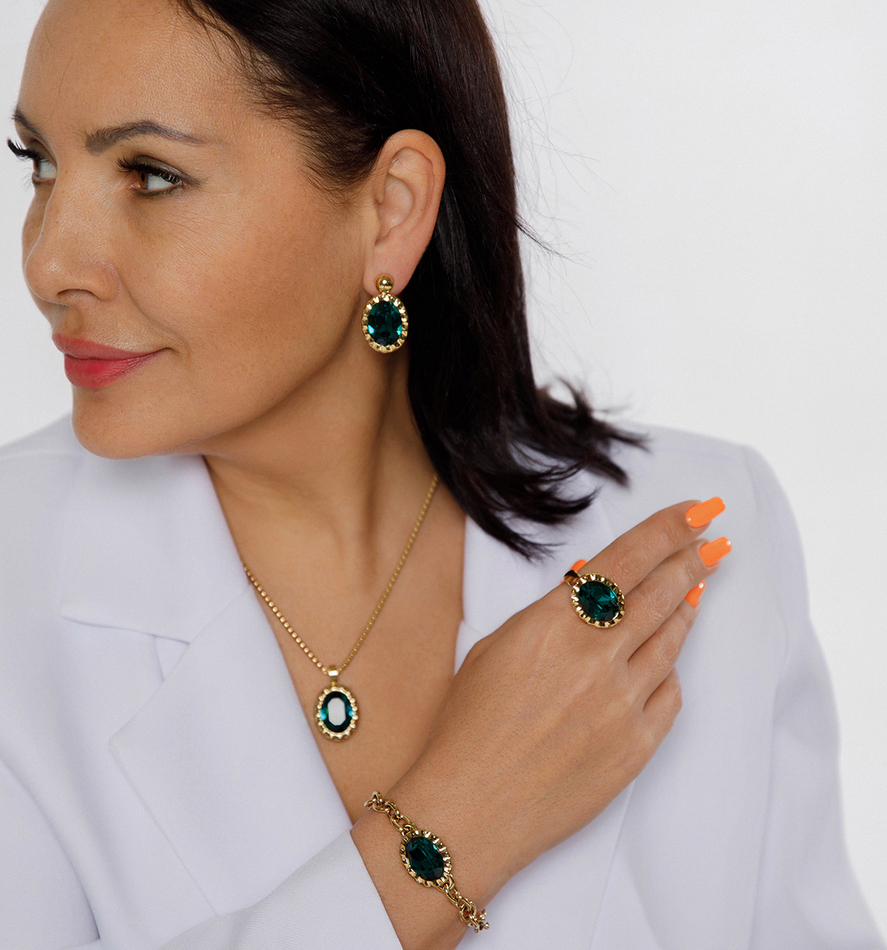 Серьги Qudo TIVOLA UNICA big (G/P) Emerald 2,65 cm 332049