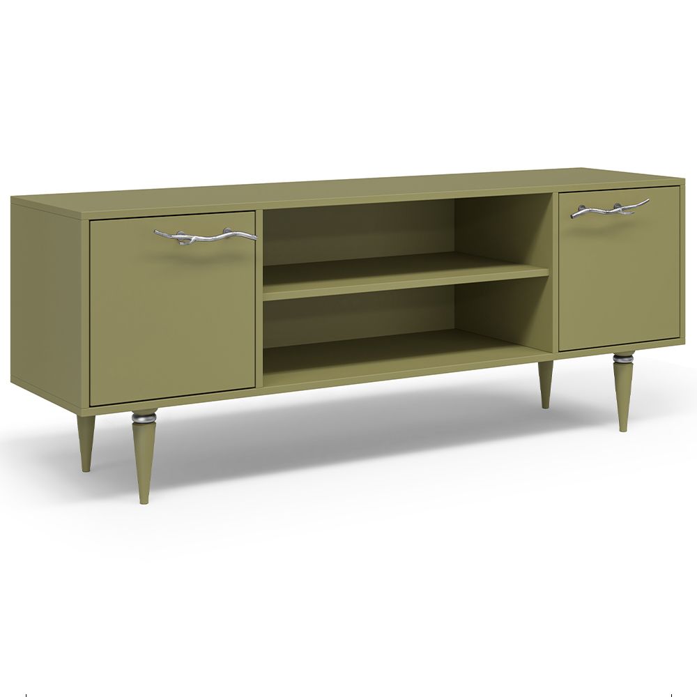 Тумба под ТВ Арт Колор matte 155см Классик Сильвер Зеленая олива матовая