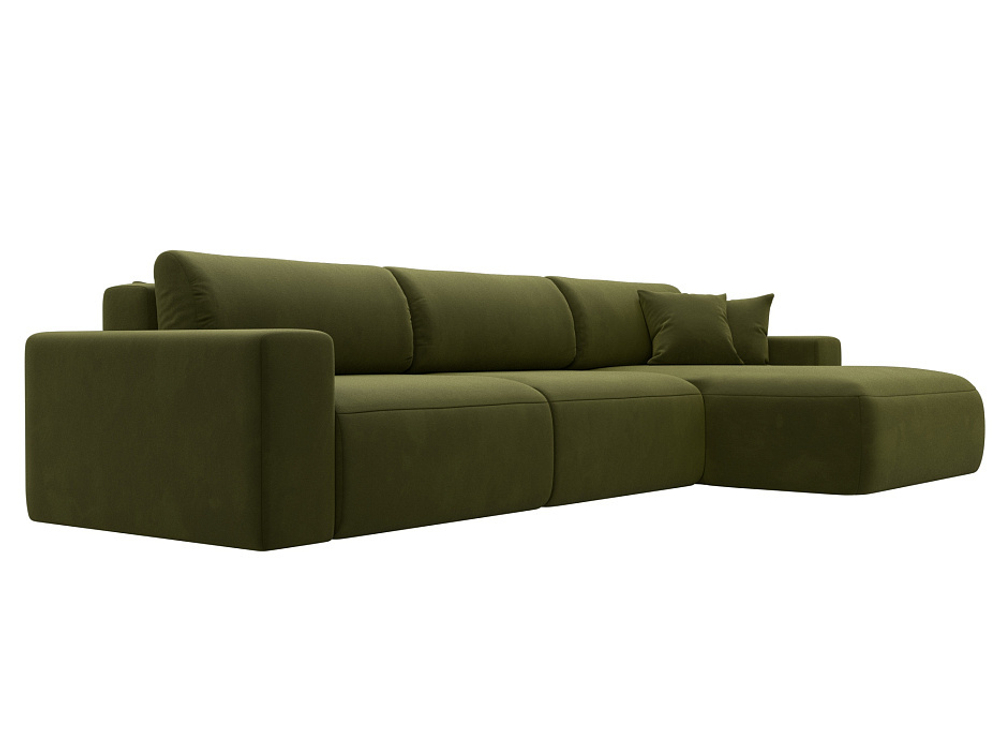 Диван угловой Лига-036 НПБ Классик Лонг правый угол МИКРОВЕЛЬВЕТ Зеленый