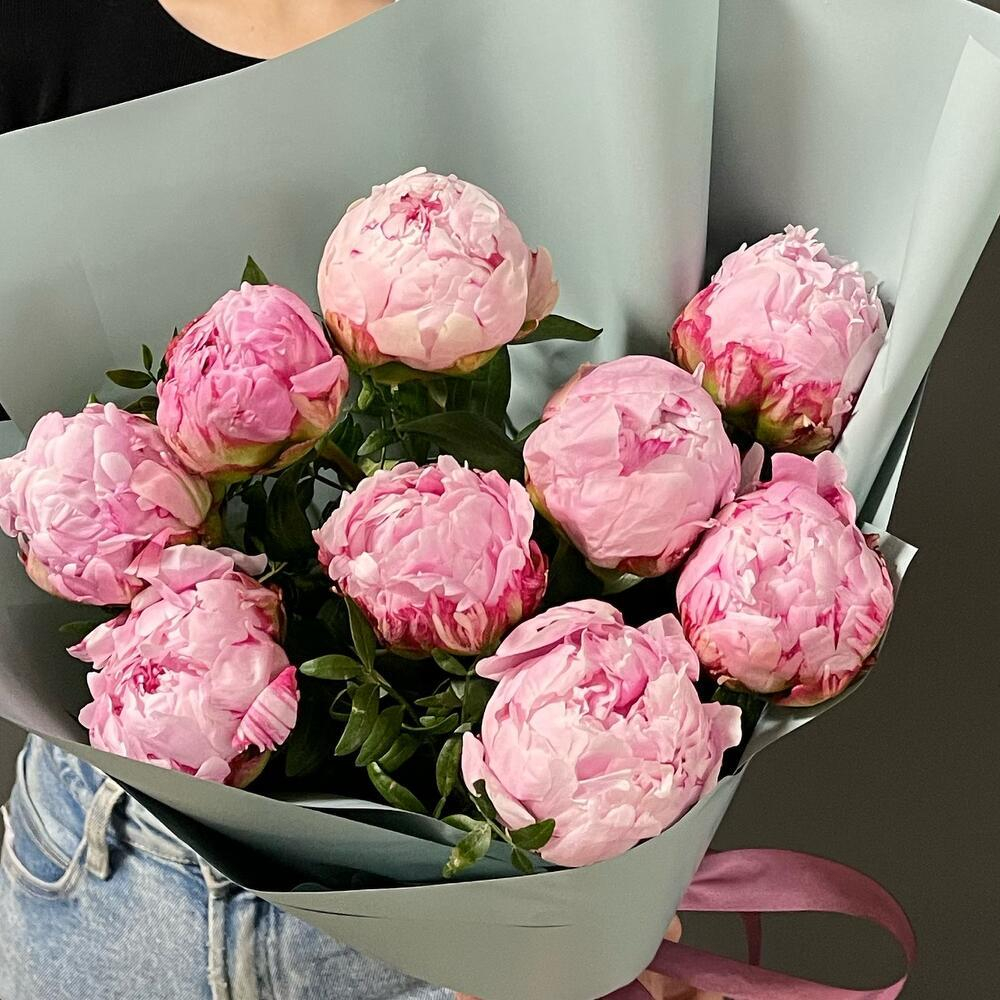Букет из пионов «9 Пионов мята»
