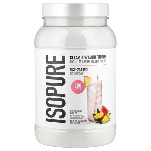 Isopure, протеиновый порошок, со вкусом тропического пунша, 900 г (1,98 фунта)