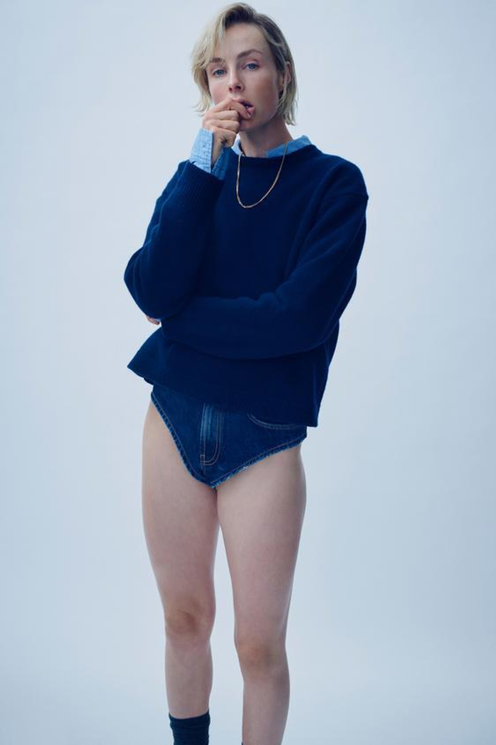 ZARА МИНИ-ШОРТЫ ДЕНИМ TRF С ВЫСОКОЙ ПОСАДКОЙ, МОРСКОЙ СИНИЙ