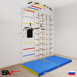 Шведская стенка Sv Sport 54240 (Турник рукоход/Брусья/Лестница/Мат 2м/Канатный лаз)