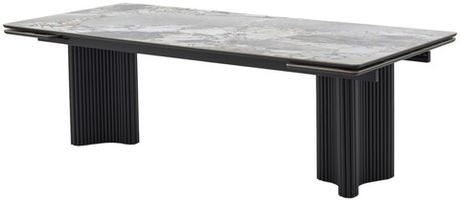 Стол М-City DISAUR Адажио 240 (320) См Минерал (Mineral Stone Natural), керамика, Черный каркас