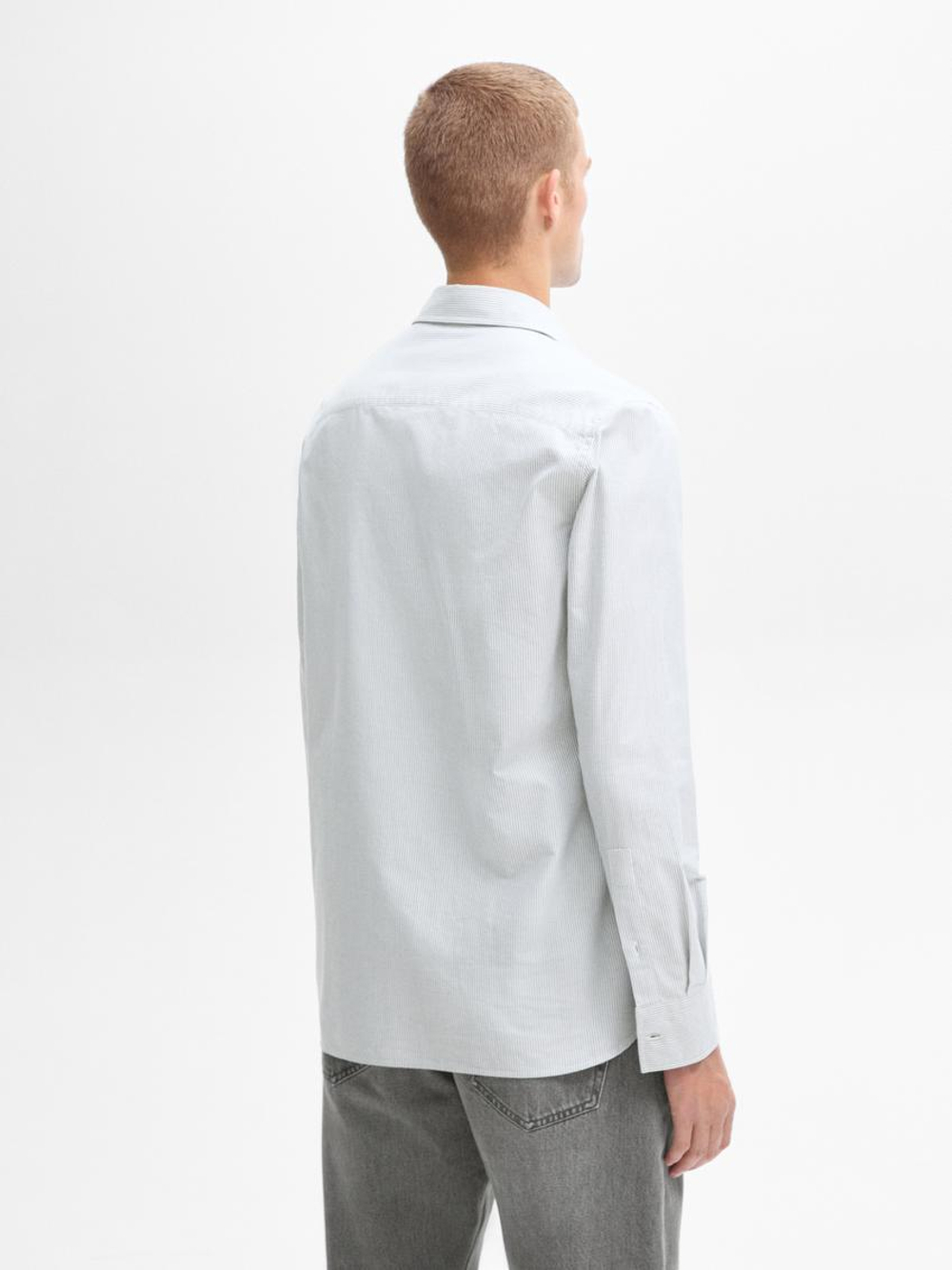 Massimo Dutti Рубашка из поплина в полоску, темно-синий