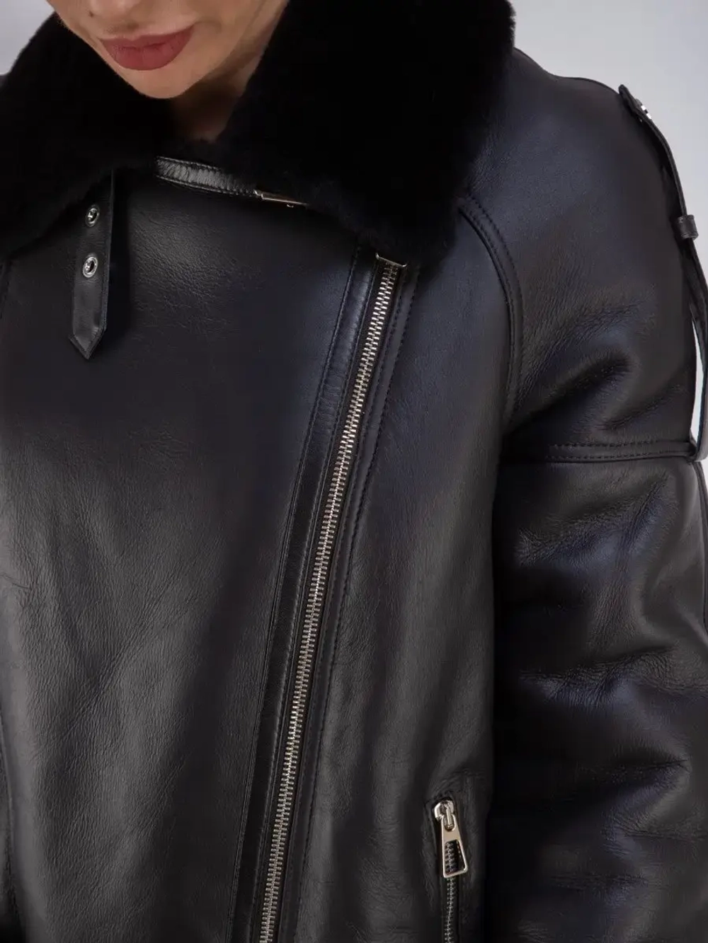 Дубленка авиатор женская натуральная оверсайз Турция