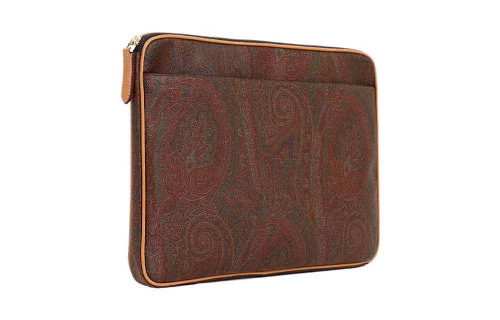 ETRO Print Polyester Laptop Bag Men"s Brown