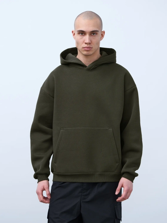 Худи оверсайз с начесом (хаки)