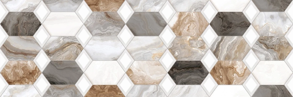 Керамическая Плитка Декор PRIMAVERA/IND Hypnose Grey Decor 05 DG10-05 glossy 300х900х9,8 1,08