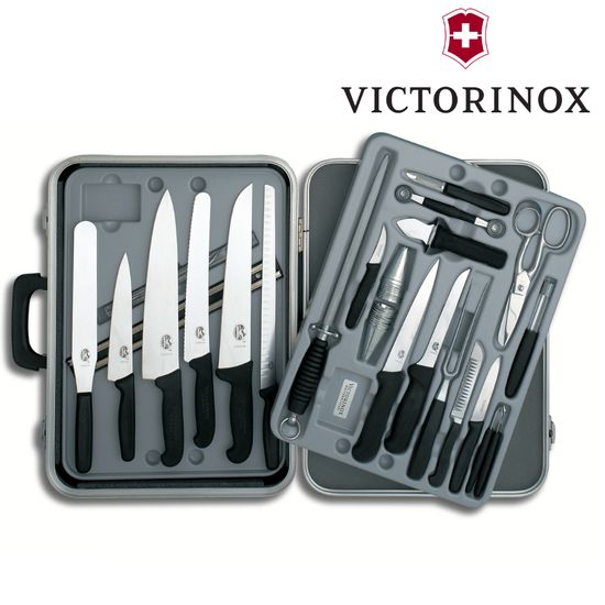 Кулинарный набор Victorinox Kitchen, черный, набор Fibrox Pro Gourmet, 24 предмета, с футляром