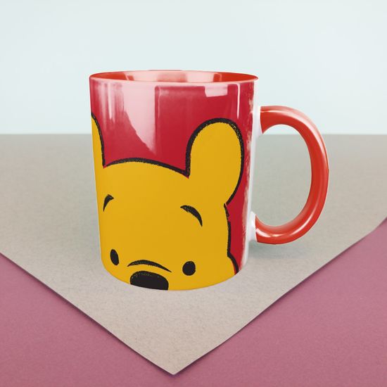 Кружка керамическая объем 330мл, "Винни" (красная)