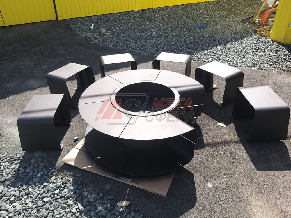 Стол-очаг Омега с 6 табуретами