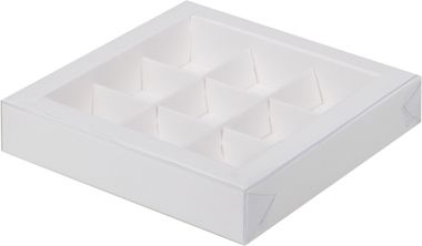 Коробка для конфет с пластиковой крышкой 9 конфет