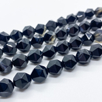 Бусины Халцедон черный крупной огранки, размер около 10,3 мм, цена за 9 шт (1/4 нити)