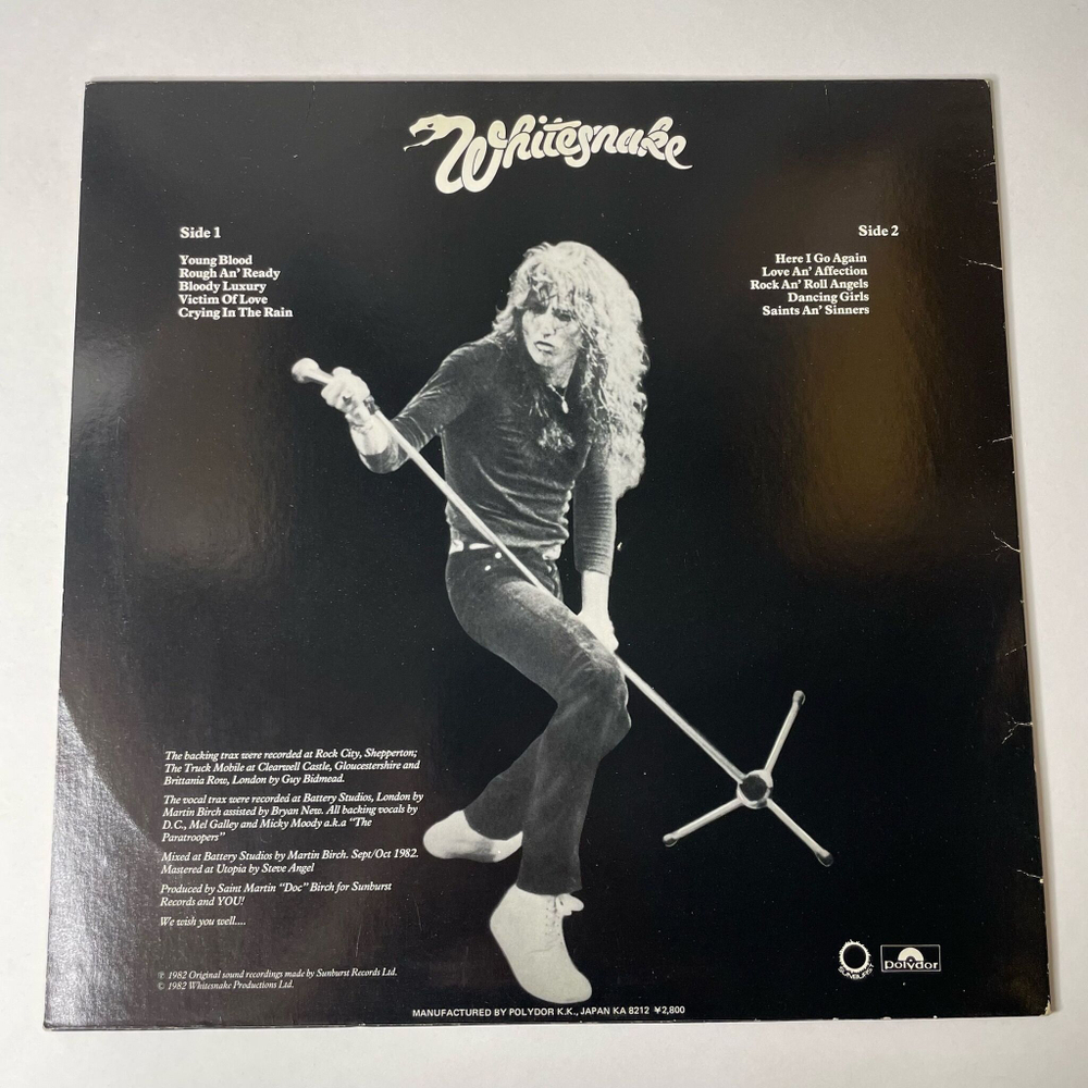 Винтажная виниловая пластинка LP Whitesnake Saints and Sinners (Japan 1982) (No Obi) Rock An' Roll Angels