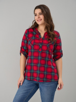 Блузка БЛ-131/красносиняя-клетка