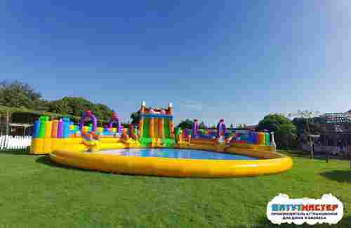 Надувной аквапарк с бассейном и горками «Сладкая страна», 25×25×10 м
