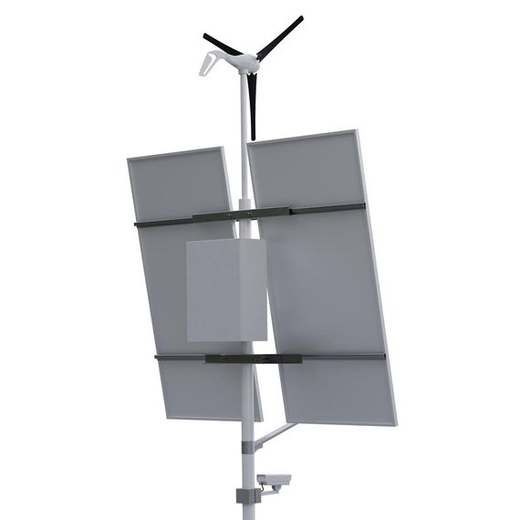 Автономная система видеонаблюдения с освещением на опоре (2 солнечные панели 585 Вт + ветрогенератор 400 Вт), YASHEL Technologies Автономная система видеонаблюдения с освещением на опоре (2 солнечные панели 585 Вт + ветрогенератор 400 Вт), фото №975686892