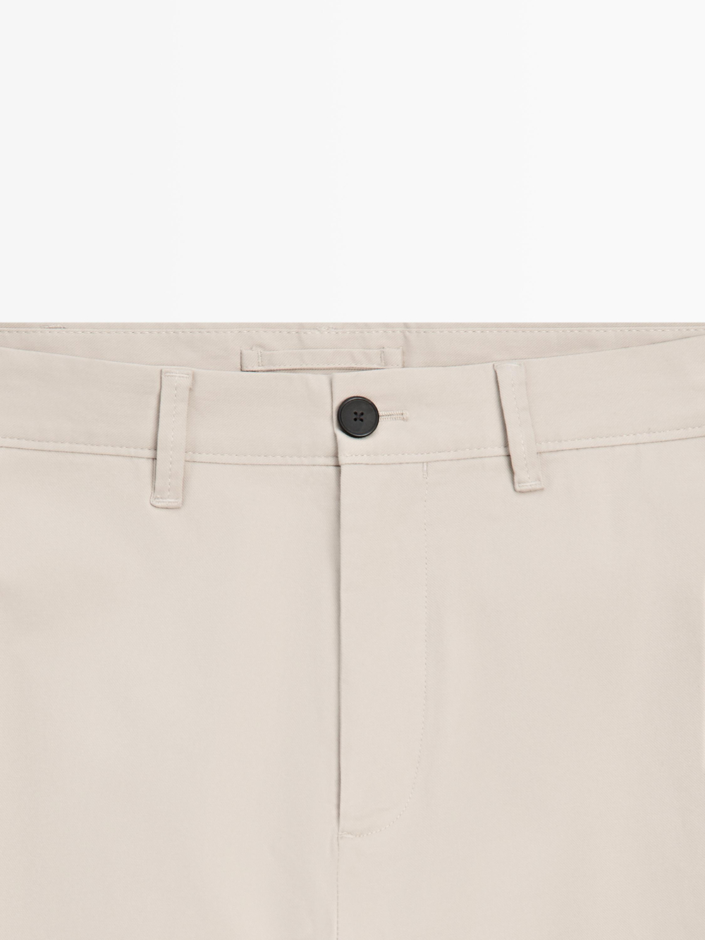 Massimo Dutti Зауженные брюки из смесовой хлопковой ткани, бежевый