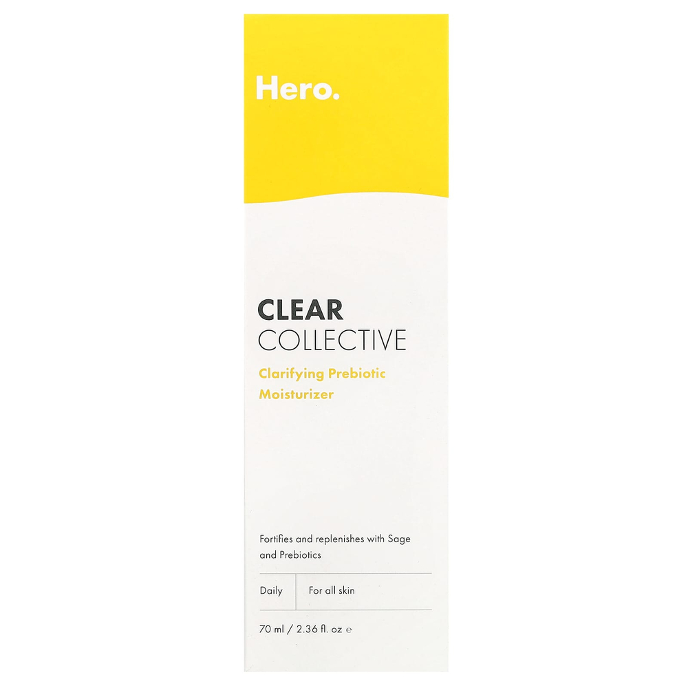 Hero Cosmetics, Clear Collective, очищающий увлажняющий крем с пребиотиками, 70 мл (2,36 жидк. унции)