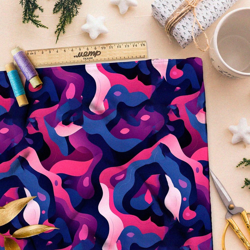 Ткань премиум шелк искусственный Армани абстрактный хор