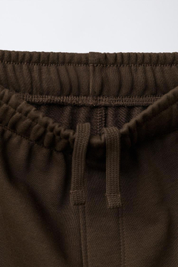 ZARA КОМПЛЕКТ ИЗ ХУДИ И БРЮК WIDE LEG С ВЫШИВКОЙ, КОРИЧНЕВЫЙ