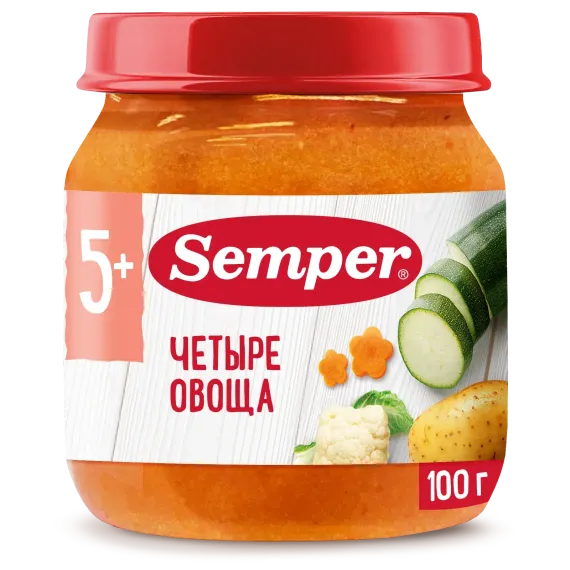 Пюре Semper 4 овоща 100 г XG00146
