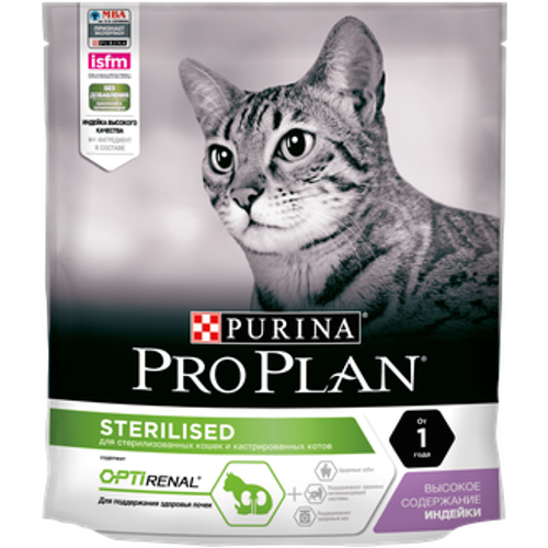 Purina Pro Plan Sterilised Сухой корм для стерилизованных кошек с индейкой, 400 г