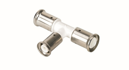 Тройник переходный уменьшенный в центре, HENCO(ХЕНКО) ПВДФ пресс (белый), 32x20x32