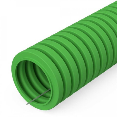 Труба гофрированная ПВХ лёгкая 350 Н зелёная с/з d20 мм (100м) Промрукав