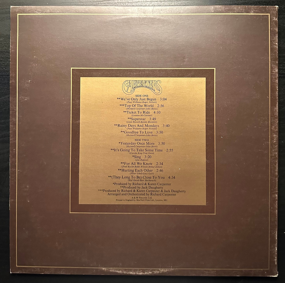 Carpenters - The Singles 1969-1973 (Голландия 1983г.)