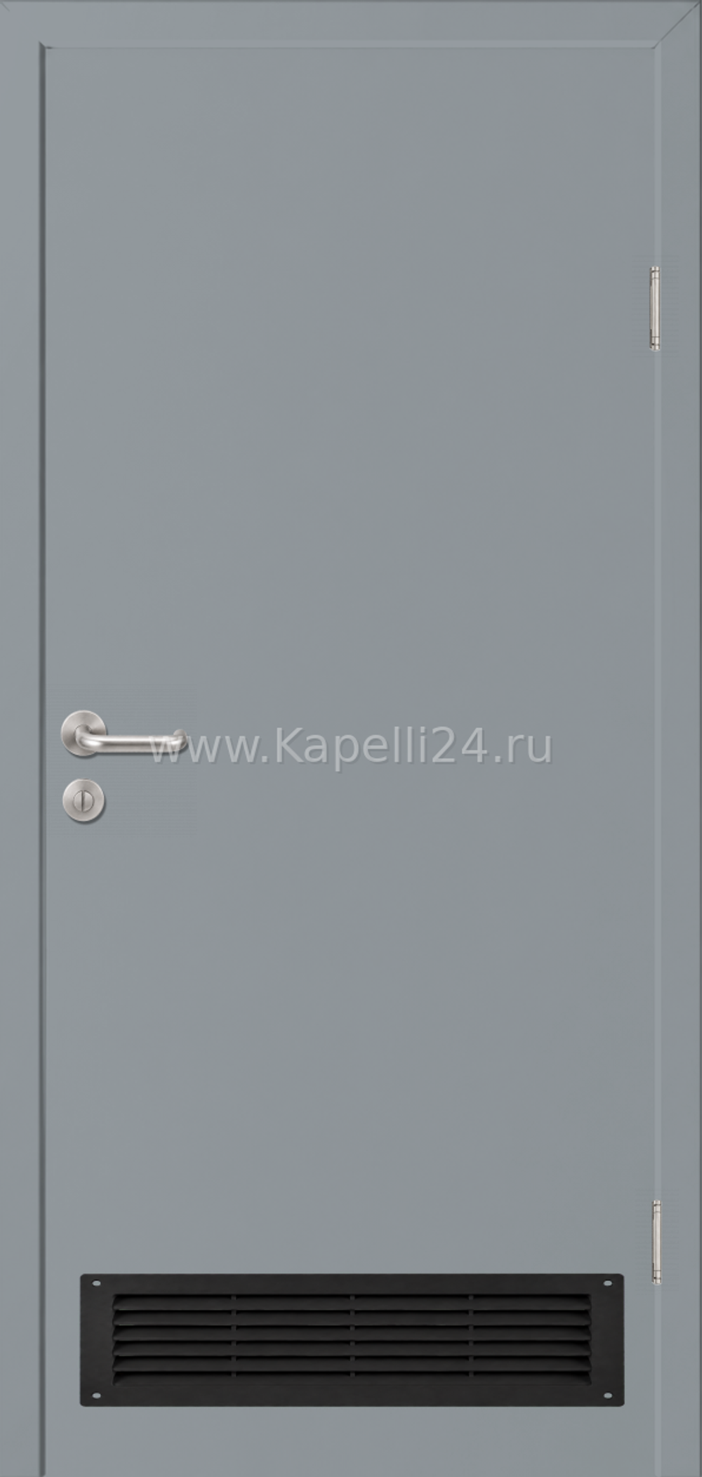 Влагостойкая Дверь Капель однопольная Телегрей 2 RAL 7046 Вентиляционная решетка черная
