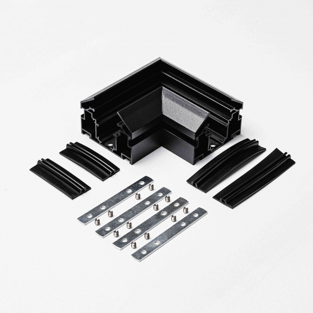 Угловой коннектор MKA-3R2-CC-B для магнитного трекового шинопровода для натяжных потолков серии MKT-3R2, Черный