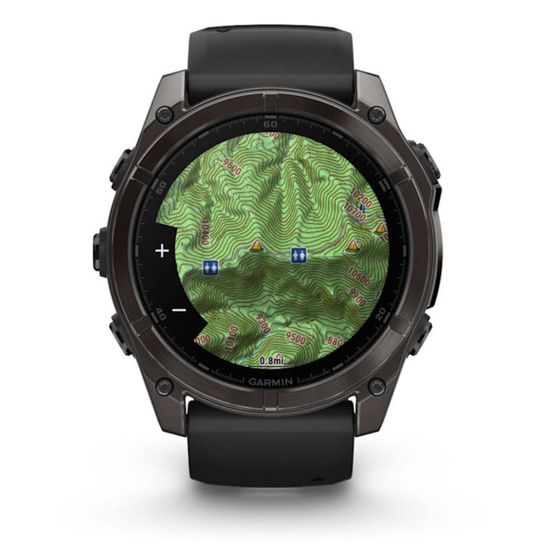 Умные часы Garmin Fenix 8, 51 мм, AMOLED, Sapphire Carbon Gray DLC Titanium with Black/Pebble Gray Silicone