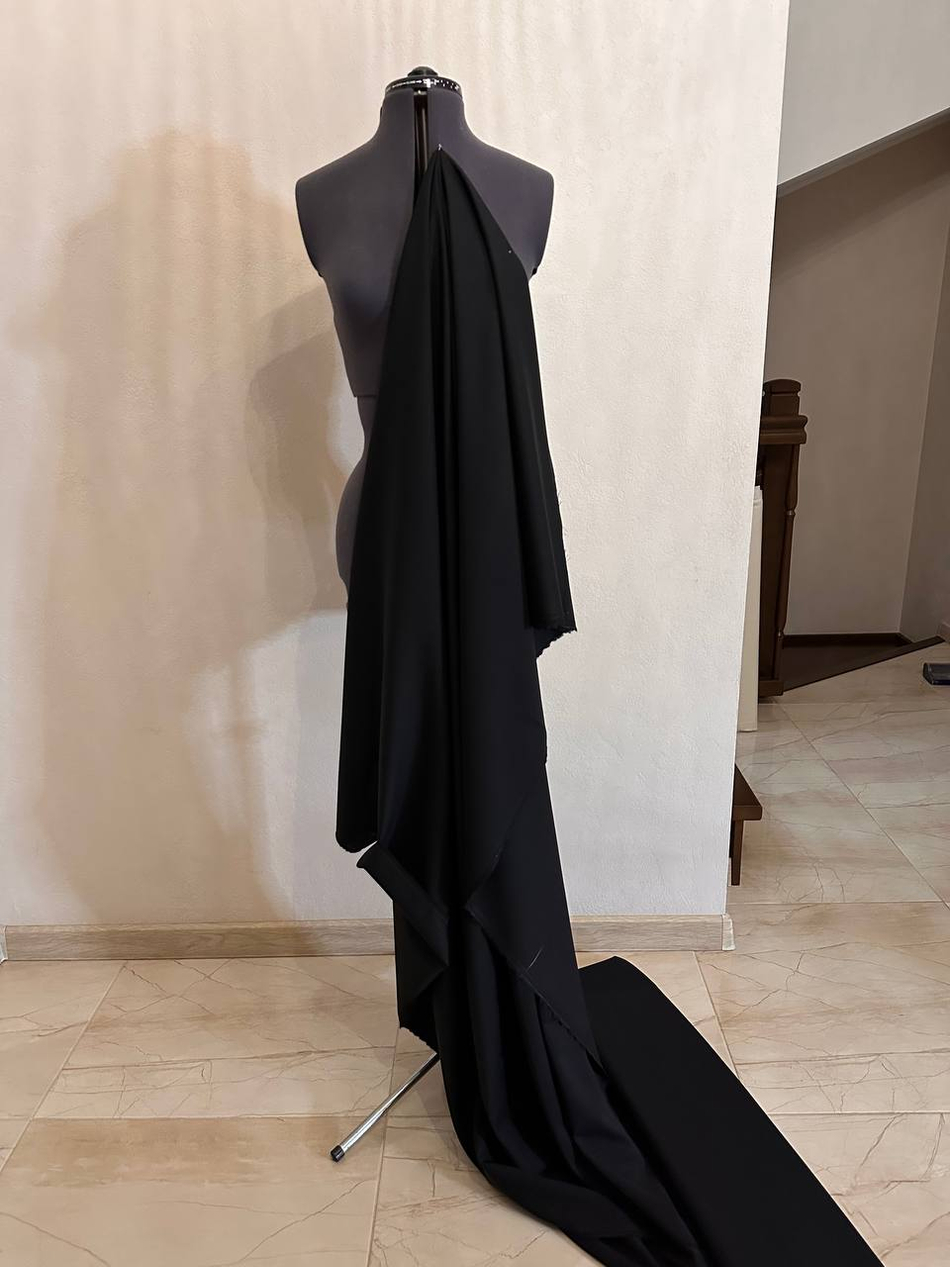 Костюмно-плательная однотонная шерсть с шелком (Marzotto, 85%шерсть/15%шелк, Ночь без звезд, 157, 280 гр/м2)