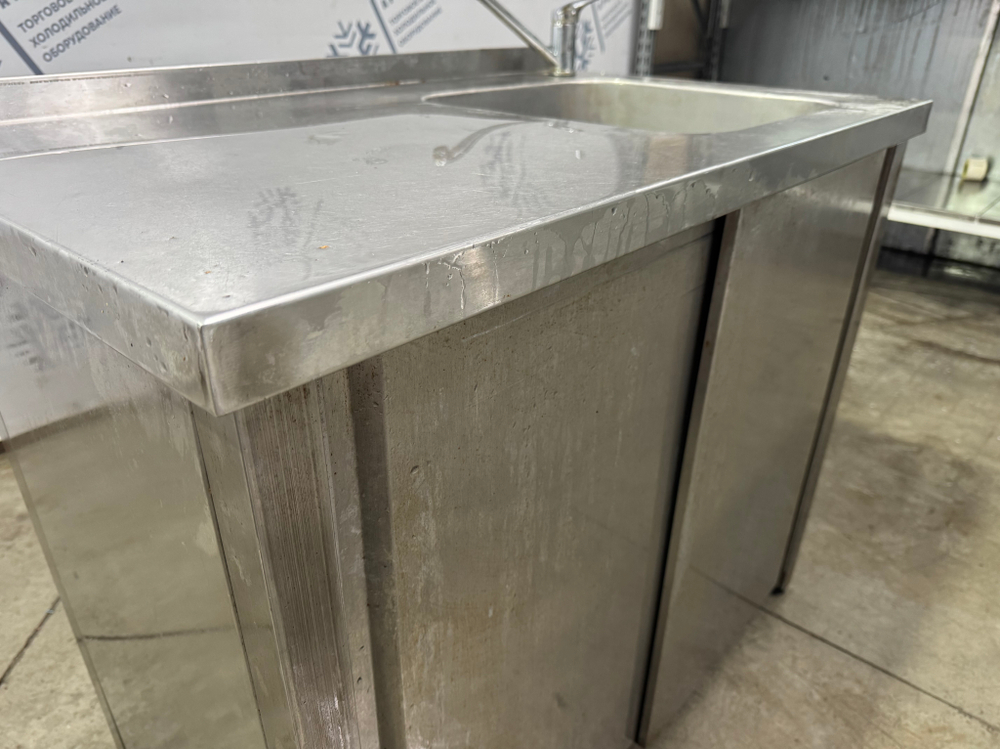 Мойка односекционная 1000х600х850 из нержавеющей стали с рабочей поверхностью
