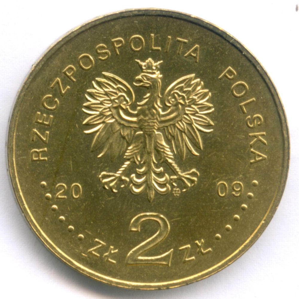 2 злотых 2009 год. Польша. История польской музыки - Чеслав Немен. Латунь XF-AU
