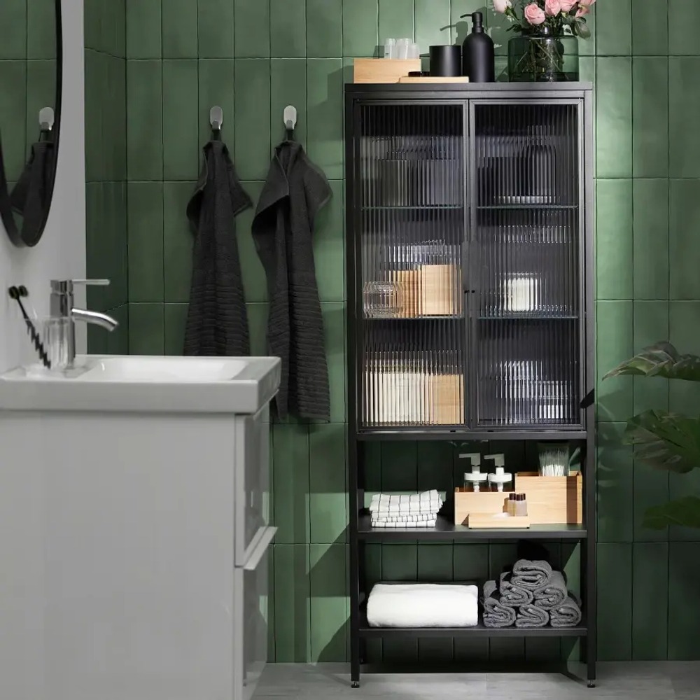 Шкаф-витрина - MOSSJÖN / MOSSJON IKEA/  МОССДЖОН  ИКЕА,  146х60 см,  серый