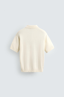 ZARA ПОЛО ИЗ РЕЛЬЕФНОГО ТРИКОТАЖА RELAXED FIT, ЭКРЮ