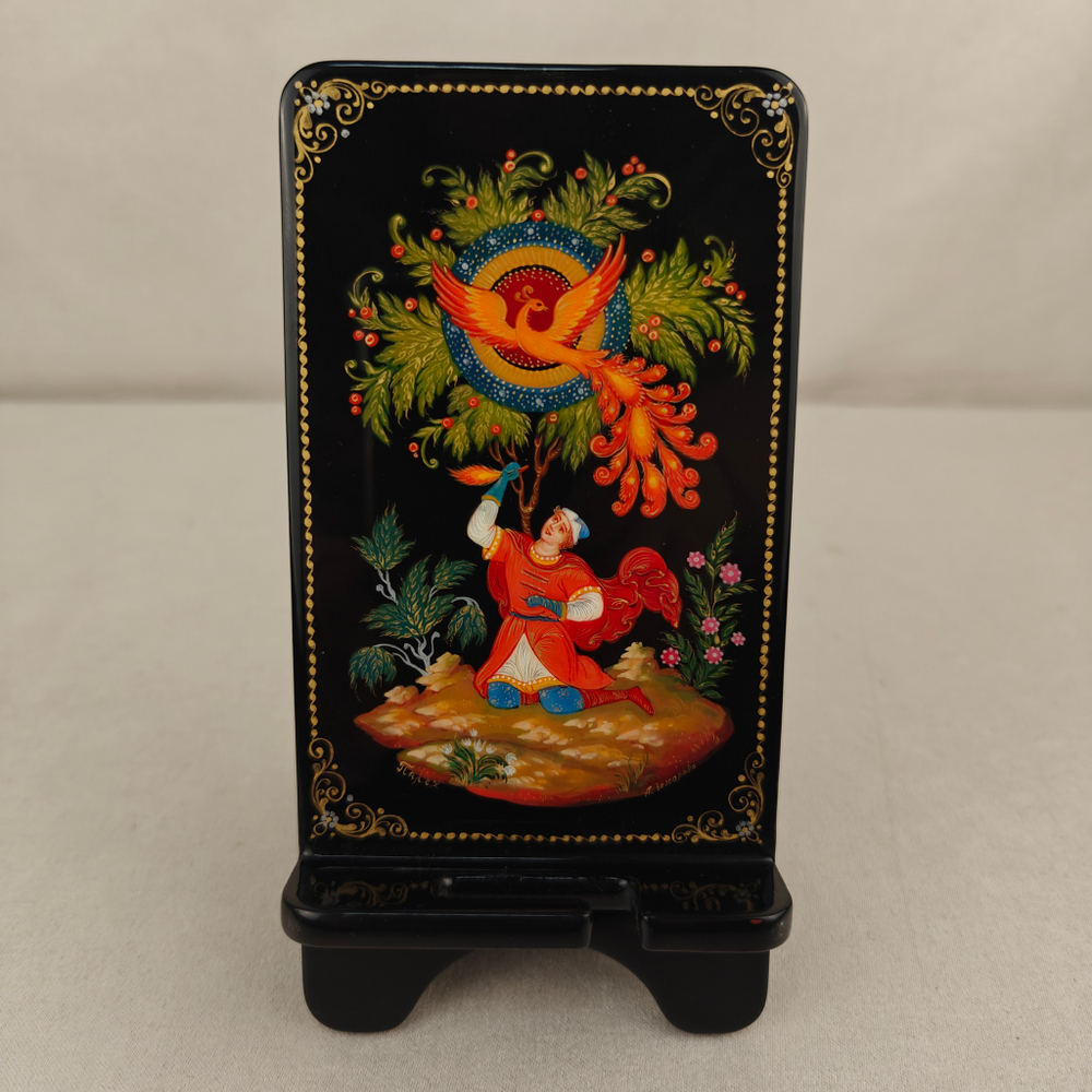 Сувенирная подставка для телефона с росписью Палех "Иван-царевич и Жар-птица"