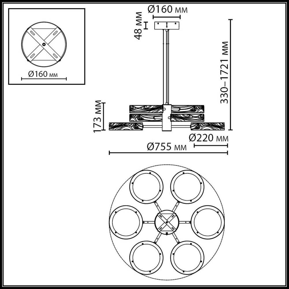 5450/99L ODL_EX Люстра LED 18Вт 2000/3000/4000К 220В IP20 L-VISION