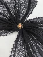 Оренбургский пуховый платок-паутинка А120-07 черный