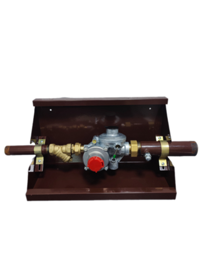 Шкафной газораспределительный пункт ГРПШ ОХТА-RF-25-1-ЛП-Ф исп.25/1 (коричневый)