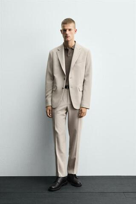ZARA КОСТЮМНЫЕ БРЮКИ SLIM FIT, ПЕСОЧНЫЙ МЕЛАНЖ