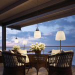 370601 STREET NT19 383 белый абажур/черная арматура  Ландшафтный подвес IP44 E27 60W 100-240V CONTE