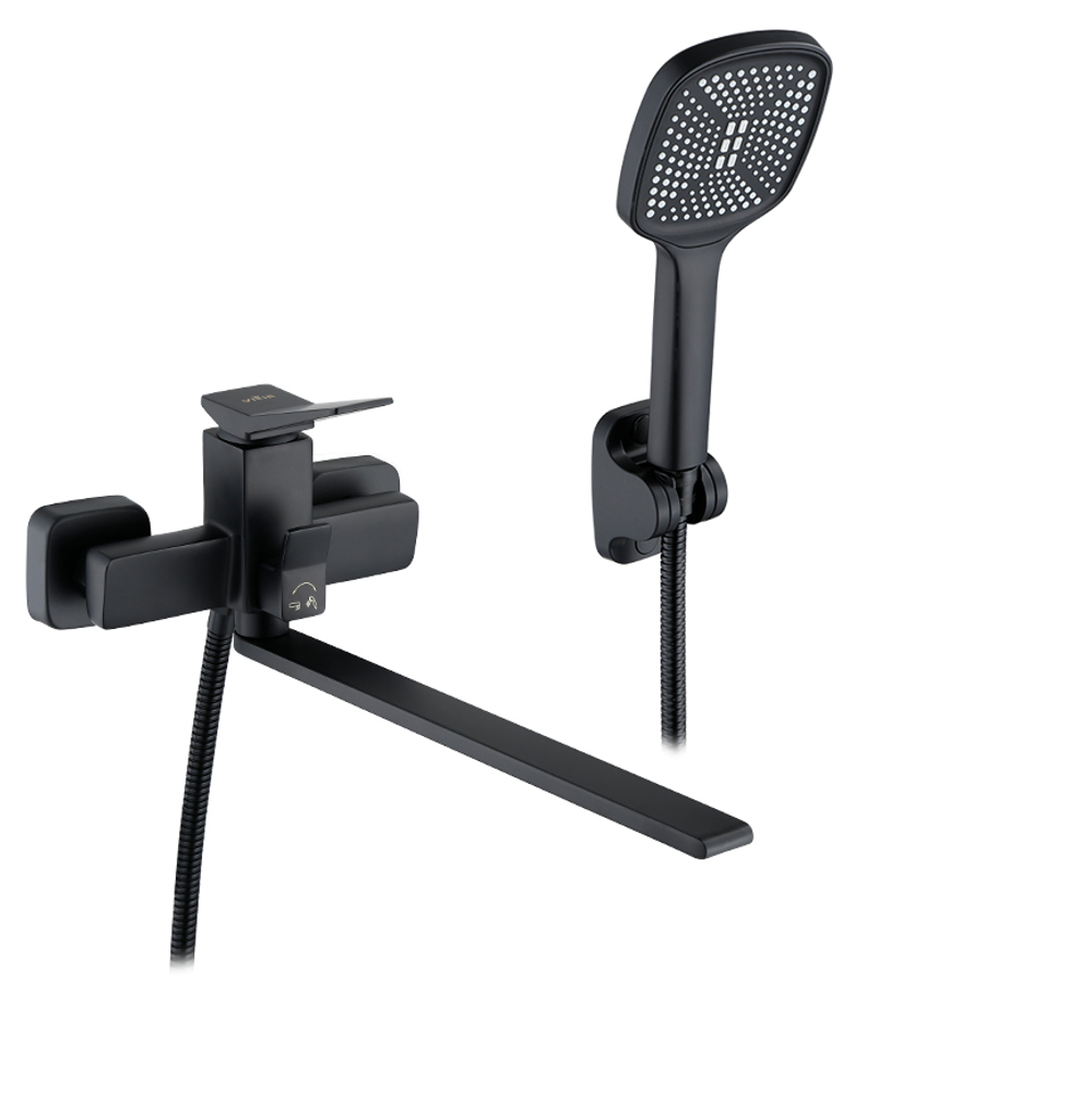 423541-C Смеситель од. для ванны длин. (ЧЕРНЫЙ) ViEiR (10/1шт)