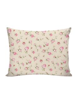 Постельное белье Сказка "Розовые бутоны на бежевом" евро   наволочки 50х70 2шт Простынь на резинке 180х200 см  Пододеяльник 200х215 см